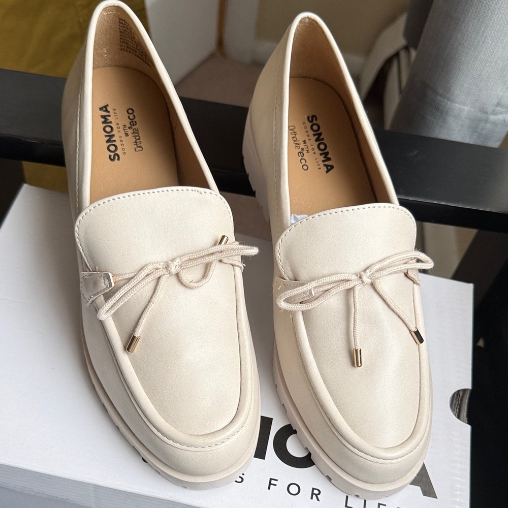 Sonoma Women's Cream Loafers with Cord Detail